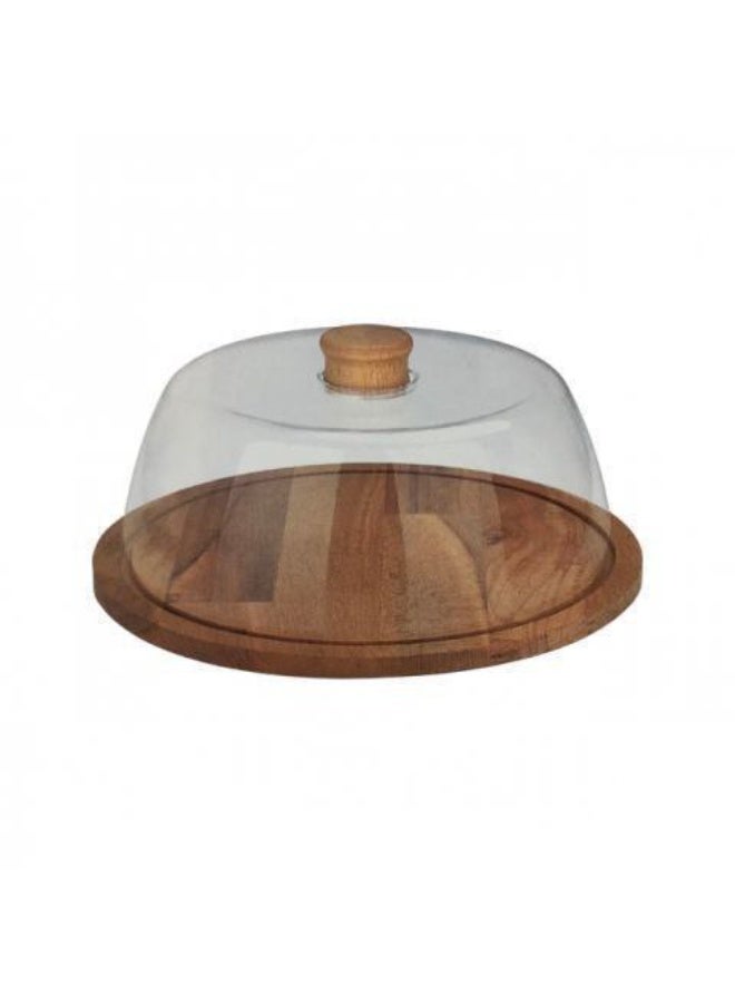 Cake stand with an acrylic lid and wooden handle, featuring a 2cm thick natural beechwood base. - Image 4